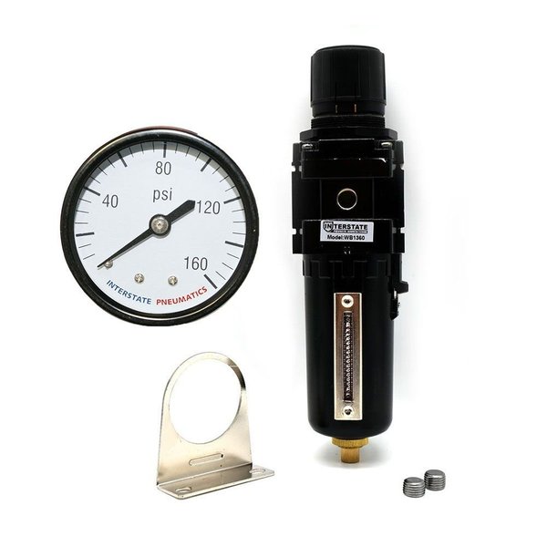 Interstate Pneumatics 3/8 Inch Standard Metal Bowl Filter/Regulator Combo WB1360T